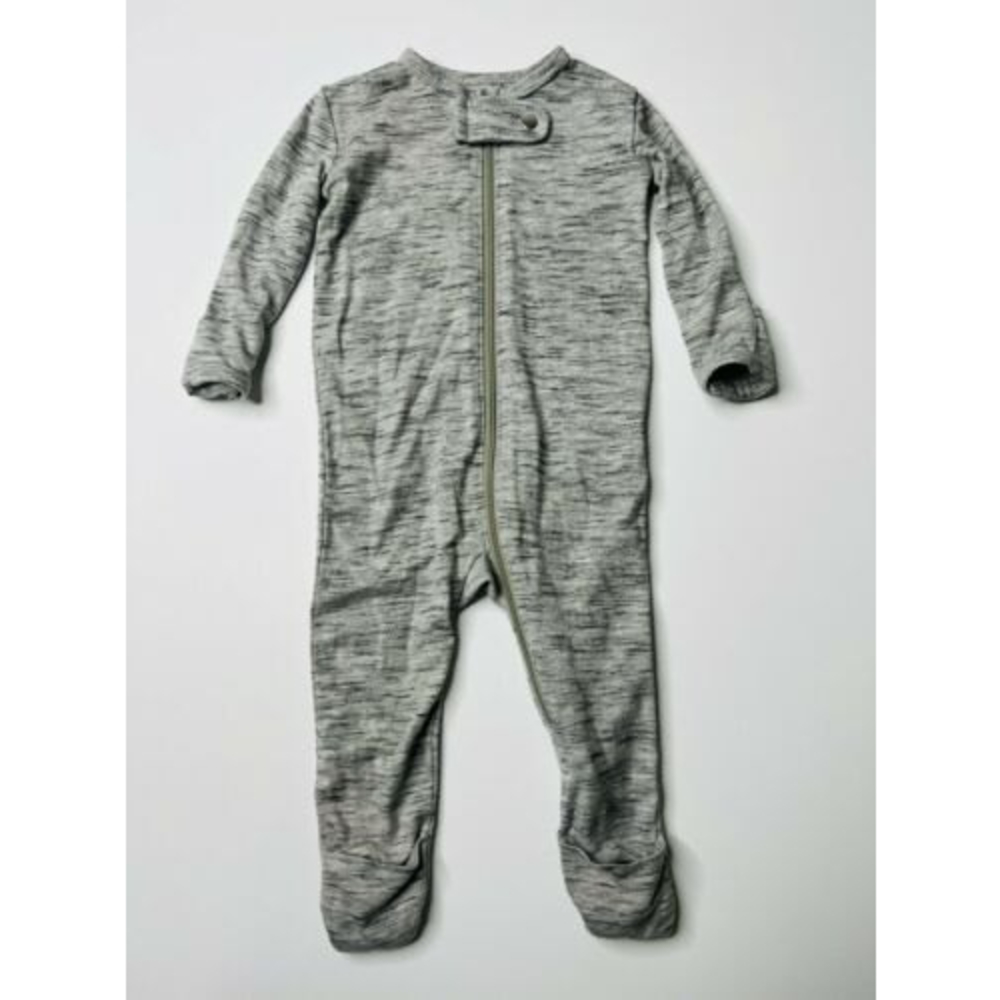 Baby Breez Bamboo Viscose Convertible Romper Footie 0-3m Pajama Heather Gray